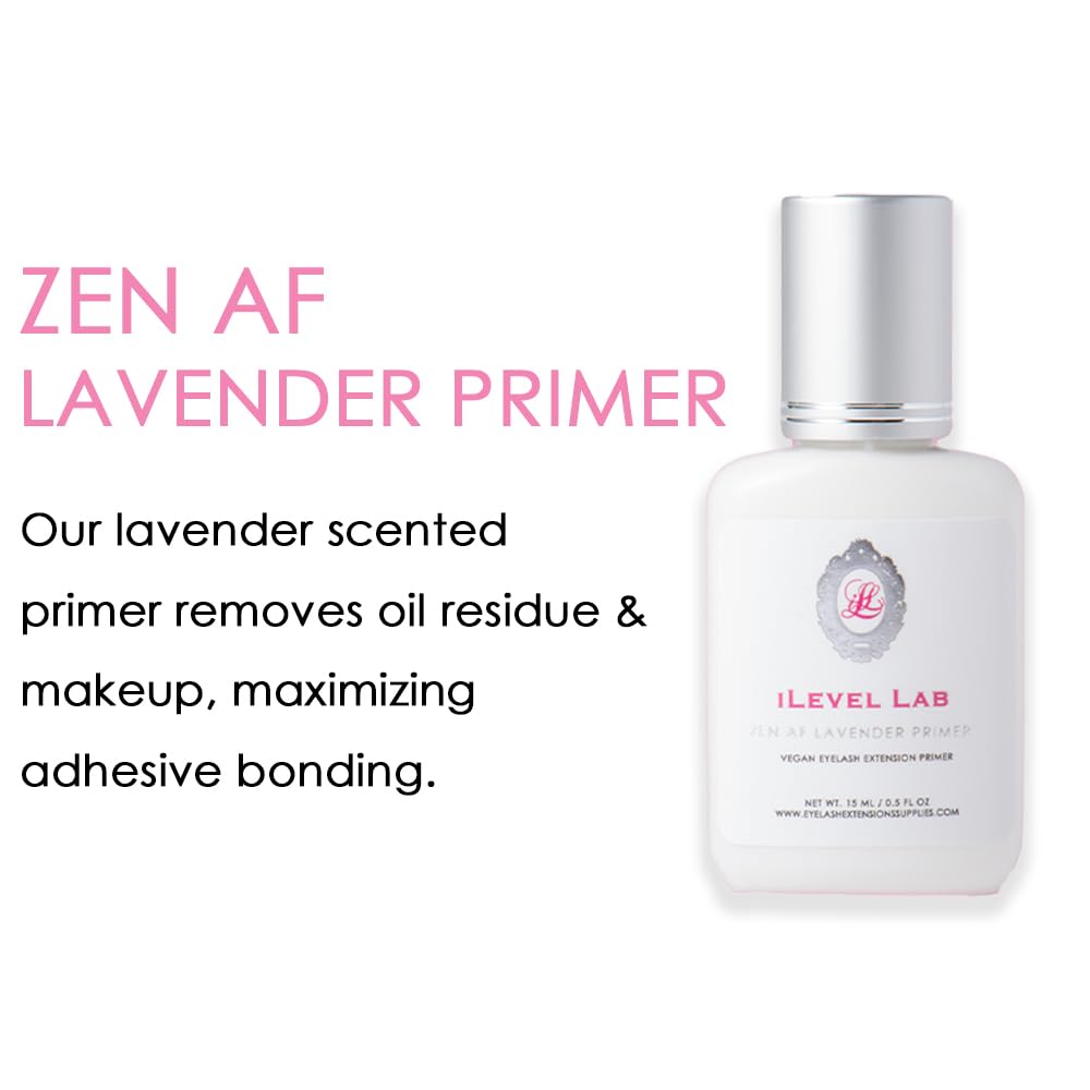 Primer for Lash Extensions by iLevel Lab 15ml - Increase Adhesive Retention | Super Primer/Cleanser | Eyelash Extension Primer | Protein Oil Remover | Professional Lash Supplies (Lavender Sented)