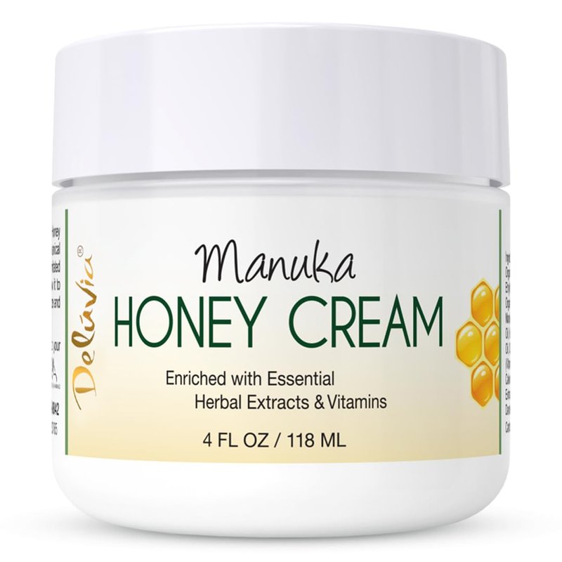 Deluvia Manuka Honey Cream | Hydrating & Soothing Moisturizer Face & Body Lotion | for Sensitive Skin, Eczema, Psoriasis & Dermatitis | 4 ounce