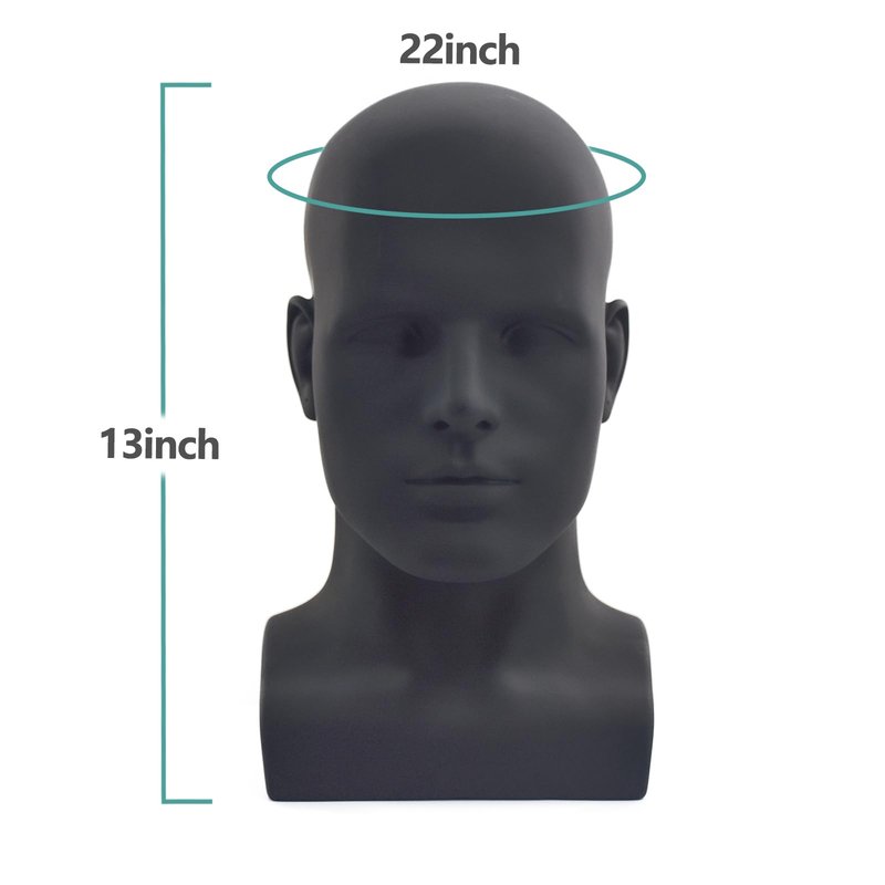 SK-QACD Mannequin Head Male Professional Cosmetology Manikin Head for Display Headset, Headphone, Game Console, Hats, Wigs Jewellery（L90-YH）