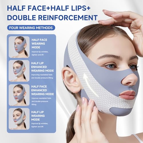 2 Pack V Line Lifting Mask with Chin Strap for Sleeping, Reusable Chin Strap for Double Chin for Women, Adjustable Chin Strap, Jaw Exerciser