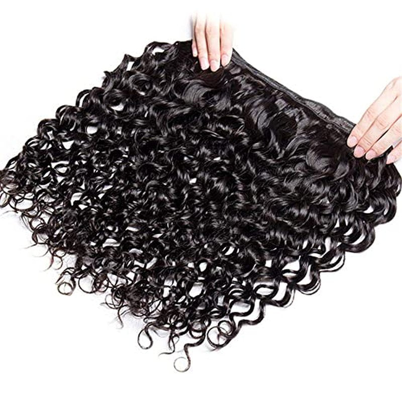 Water Wave Bundle Human Hair Natural Black Color Peruvian Virgin Remy Hair 3 Bundles 16 18 20 Inch Wet And Wavy Human Hair Bundles Double Weft Bundle