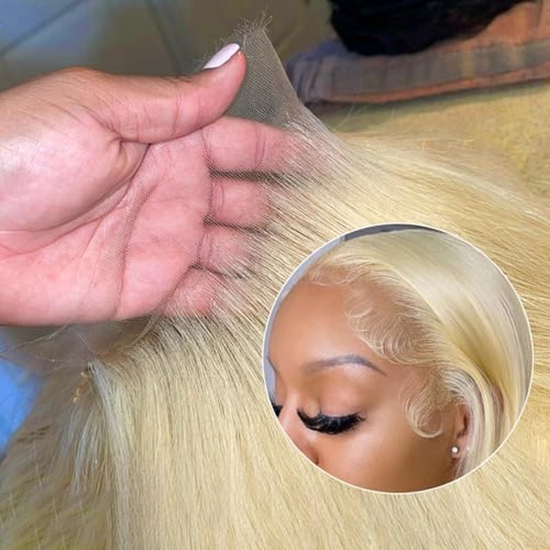 Blonde Lace Front Wigs Human Hair, 28inch 13x4 Blonde Wig Human Hair, 613 Lace Front Wig Human Hair, 100% Human Hair Wig, 180% Density Premium 613 HD Lace Frontal Wig Pre Plucked with Baby Hair