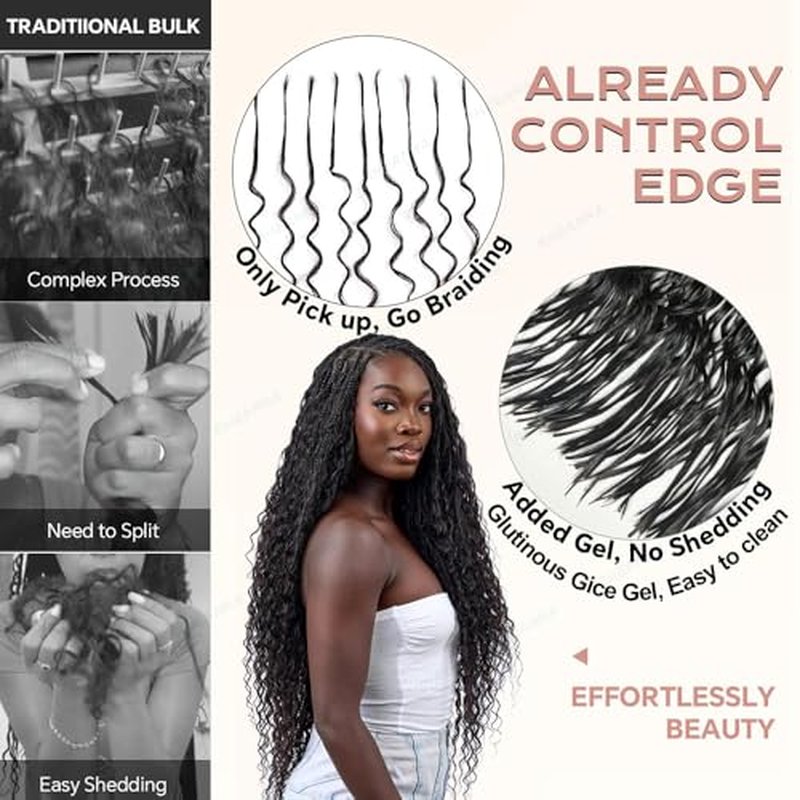 Pre-Divided Curly Bulk Human Hair For Boho Braids Loose Deep Wave Bulk Human Hair For Braiding Double Drawn Extensions (640 Roots)18inch/200g