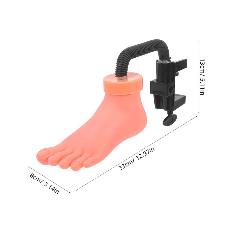 FRCOLOR Nail Art Practice Foot Model 12.99X5.11X3.14In Soft Silicone Pedicure Training Tool with Insertable Nail Tips Lightweight Mannequin for Manicure Skill Development