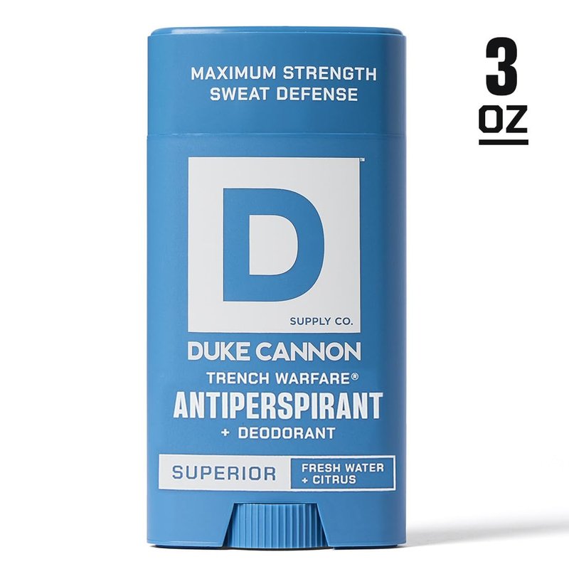 Duke Cannon Trench Warfare Antiperspirant Deodorant for Men – Fresh Water & Citrus Scent, Aluminum-Based, 3 oz, Long-Lasting Sweat Defense with Aloe & Vitamin E