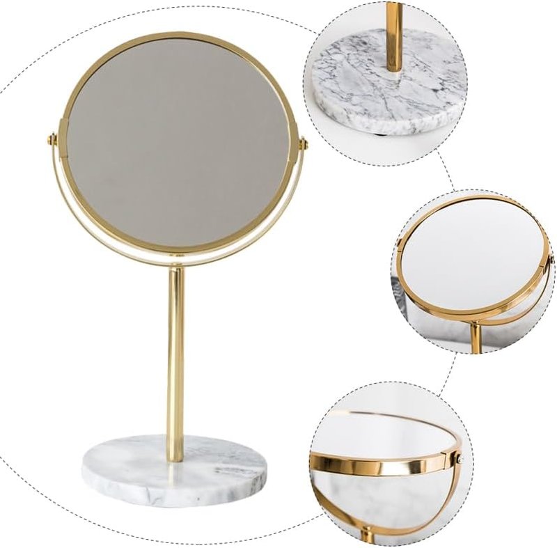 Desktop Makeup Mirror - 13.77 Inch Rotatable Cosmetic Mirror with Marble Base | High Reflectivity for Vanity & Dorm