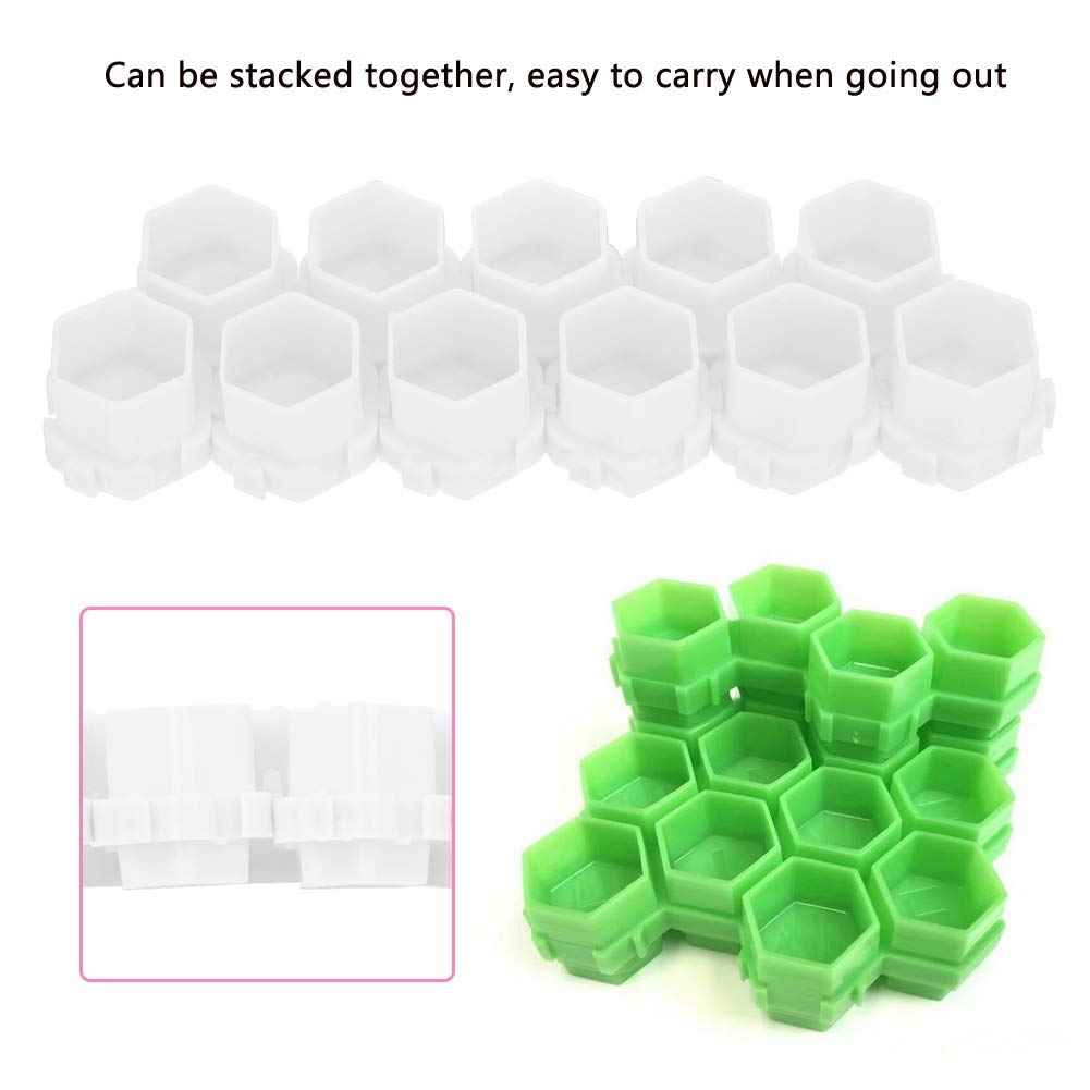 VORAGA Hexagonal Ink Cups for Tattooing, Pack of 200 (White, Pink, Red, Purple, Green)
