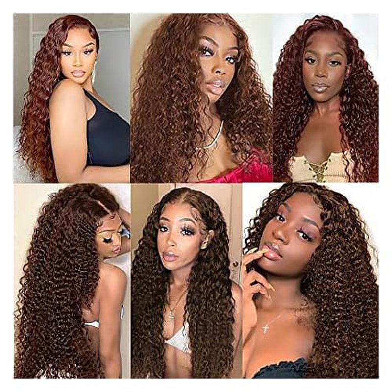 Color #4 Bundle Dark Brown Kinky Curly Human Hair Bundles Peruvian Chocolate Brown Bundle Color #4 Curly Bundles Human Hair 14 16 18 Inch