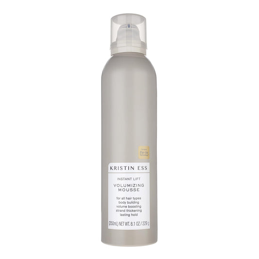 Kristin Ess Hair Instant Lift Volumizing Mousse with Castor Oil - Boosts Volume + Thickens, Body Building, Lasting Hold, Non Sticky, For Curly, Wavy + Straight Hair, 8.1 Oz