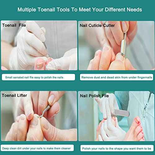6Pcs Toenail Clippers for Thick Toenails Ingrown Nail Clippers, Large Toe Nail Clippers, Heavy Duty Toe Nail Clippersfor Seniors Toenail Clippers Set with Long Handle for Men