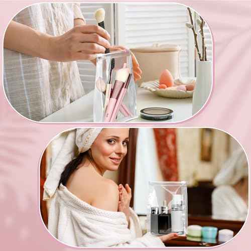 Xuniea 100 Pcs Mini Clear Makeup Bag PVC Small Travel Toiletry Organizer Pouches Bulk Waterproof Transparent Plastic Cosmetic Bag with Zipper for Women Men Travel(5.1'')