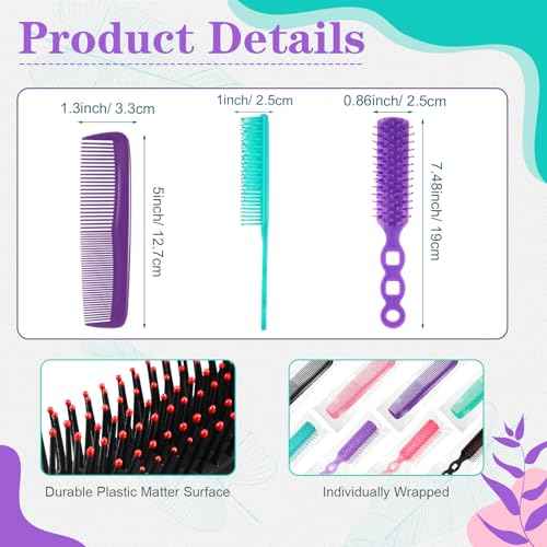 72 Pcs Bulk Hair Brushes Combs Set for Homeless Individually Wrapped Hairbrushes Bulk Curly Thick Long Smoothing Detangling Hairbrushes for Women Hotel Homeless Nursing Charity (Multicolor)