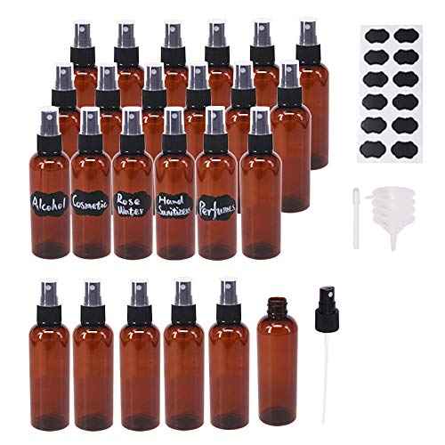 24 Pack 2oz Amber Plastic Spray Bottles For Essential Oils, Perfumes, Cosmetics, Alcohol, Fine Mist Spray Bottle, Mini Travel Bottle, Small Refillable Liquid Containers