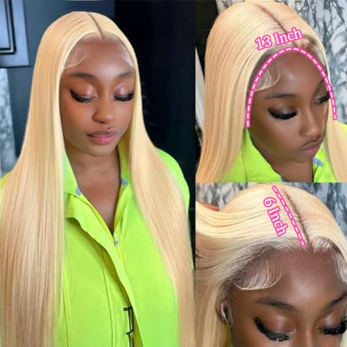 30 Inch 613 Lace Front Wig Human Hair Blonde 13X6 HD Transparent Lace Front Wigs Human Hair 180% Density Blonde Glueless Wigs 613 HD Straight Lace Frontal Wig Pre Plucked