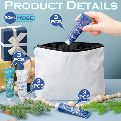 12 Pcs Hanukkah Hand Cream Gifts Set Hand Lotion Travel Proper Size Bulk for Women Hanukkah Mini Cremas Para Manos for Moisturizer Cream for Chanukah Advent Party Gifts