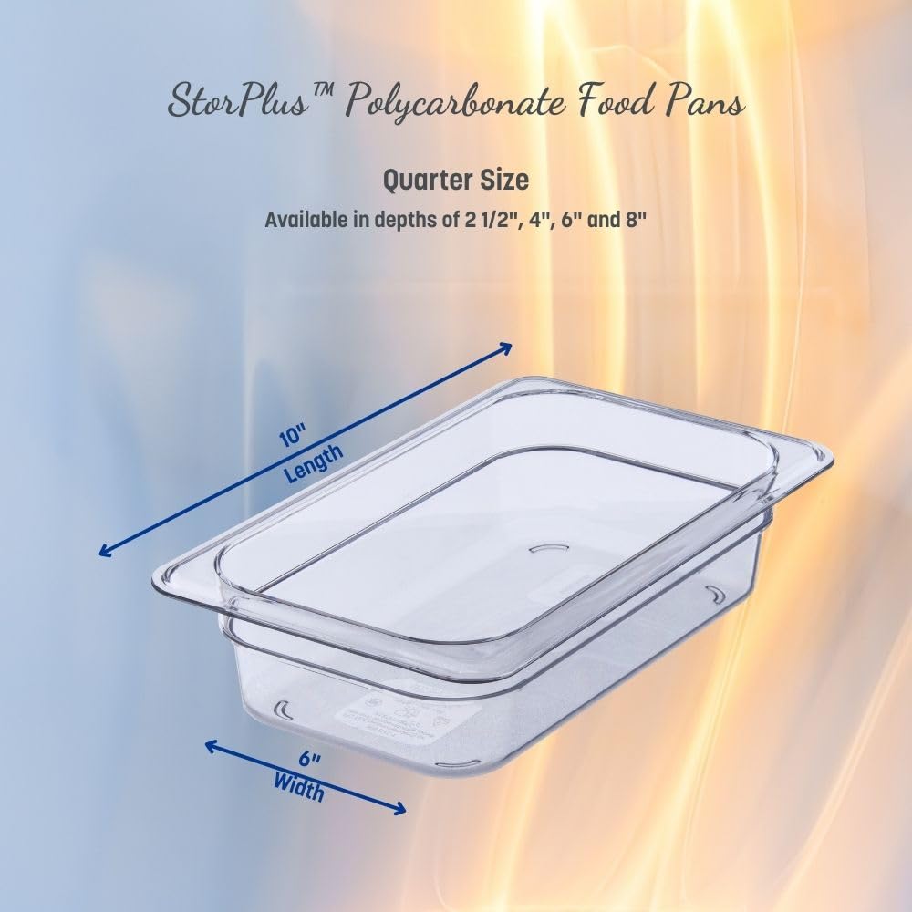 Carlisle FoodService Products Plastic Food Pan 1/4 Size 4 Inches Deep Clear