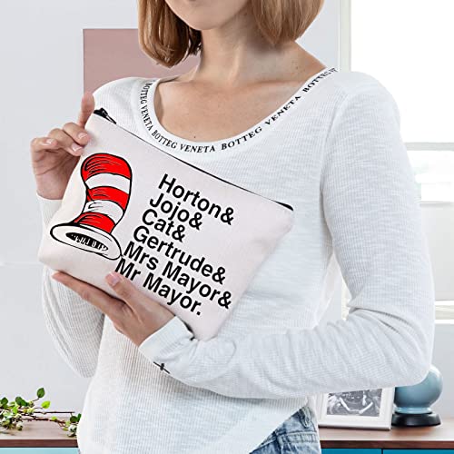 BWWKTOP Musical Cosmetic Makeup Bag Musical Theatre Gifts Horton& Jojo& Cat& Gertrude Zipper Pouch Bag For Cat Fans (Horton& Jojo)