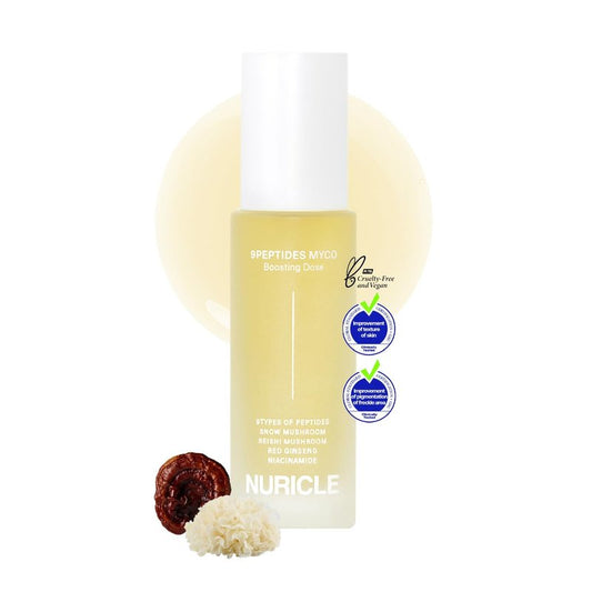 NURICLE 9PEPTIDES MYCO Boosting Dose 30ml (1.014 fl.oz) Anti-Aging Peptide Serum for Face – Hydrating Korean Booster with Niacinamide & Mushroom Complex – Collagen Support, Smooth Wrinkles