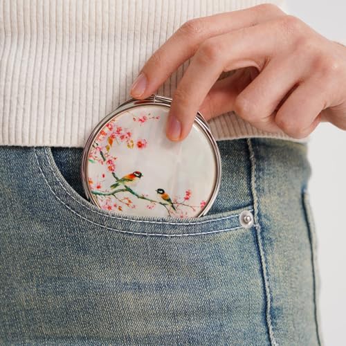 February Mountain Mother of Pearl Compact Mirror ? Dual Magnification Gift for Women, Mom, Sister ? Birthday or Christmas Idea (1, Spring Whispers)