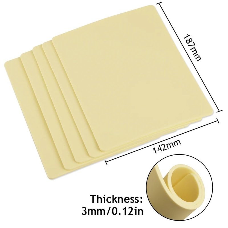 Yuelong 3mm Tattoo Skin Practice 10Pcs Fake Skins Thick 3mm Soft Pure Silicone Double Sides 7.4x5.6" Tattooing Eyebrow Practice for Beginner & Experienced Artist