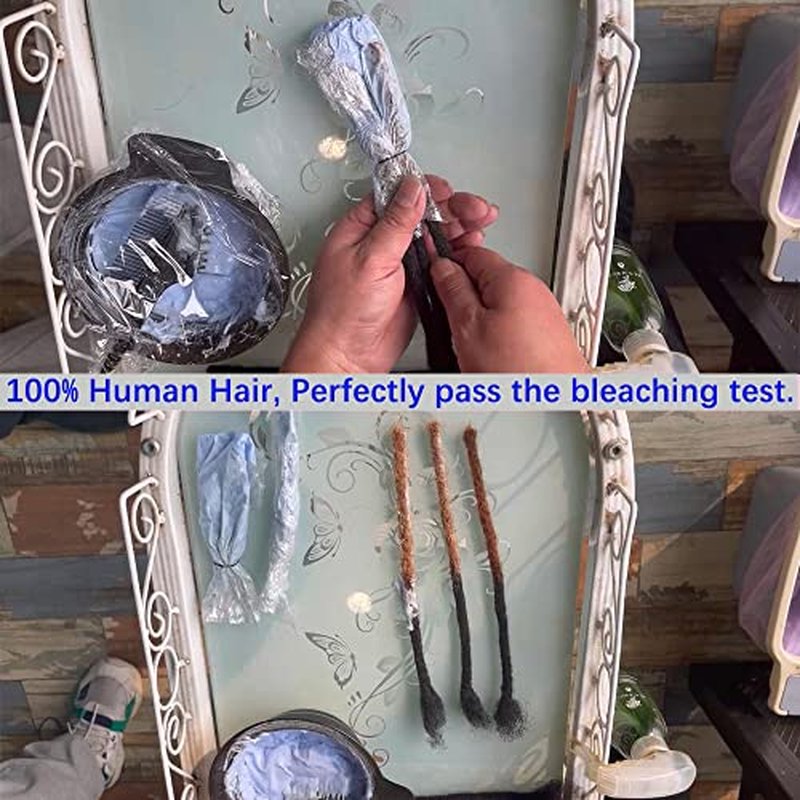 Dreadlock Extensions Real Human Hair for Women/Men/Kids 8 inch 0.6cm Thickness 60 Strands 100% Handmade Can Be Dyed,Curled and Bleached Natural Black Permanent Loc Extensions