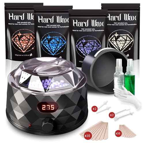 Waxing Kit for Women, Wax Warmer, Wax Kit with 4 Packs Hard Wax Beads and Accessories, for Full Body, Legs, Face, Eyebrows, Bikini, Brazilian at Home Waxing Kit for Women Men