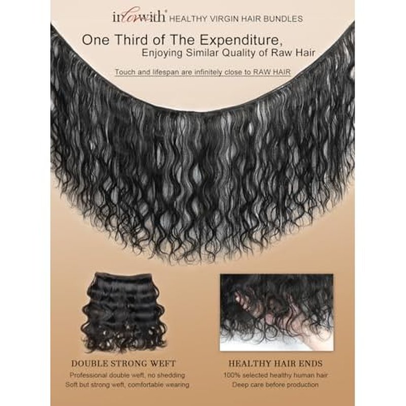 inlovwith Body Wave Bundles Human Hair, 100% Unprocessed Brazilian Virgin Hair, Selected Healthy Human Hair Bundles for Women(3 Bundles, 16 18 20 Inches)
