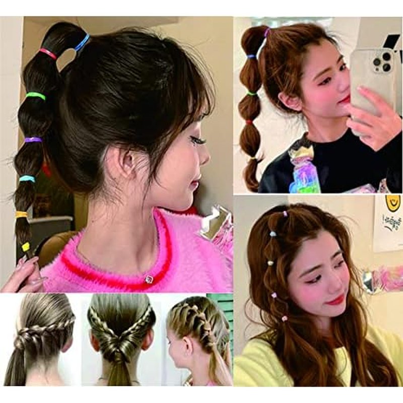 2000 PCS Clear Elastic Mini Ponytail Rubbers Ties, Soft Non-Slip Small Hair Accessories for Girls, with 2 PCS Topsy Tail Tools