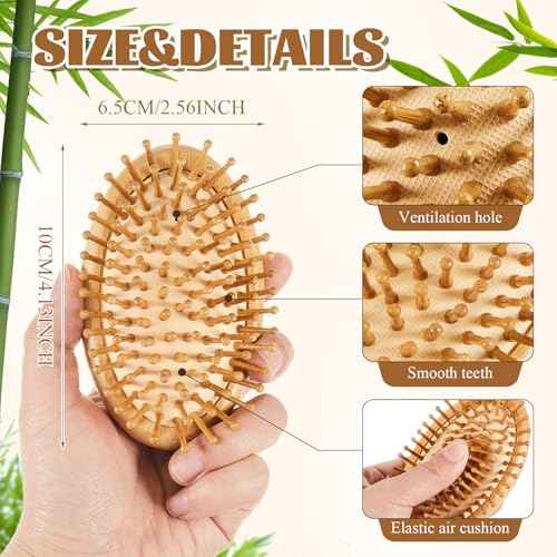 Weysat 12 Pcs Bamboo Hair Brushes Bulk Scalp Massager Natural Wooden Comb Bamboo Bristles Hairbrush Anti Static for Homeless Women Men Massage All Hair Types