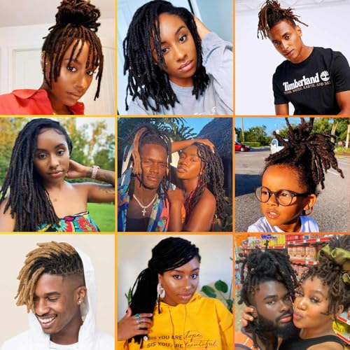 Loc Extensions Human Hair 60 Strands 0.4 cm 10 Inch Dreadlock Extensions Human Hair Loc Extensions Dreads Extensions for Men Women Kids Real Human Hair Locs 1B Natural Black Handmade Permanent Locs