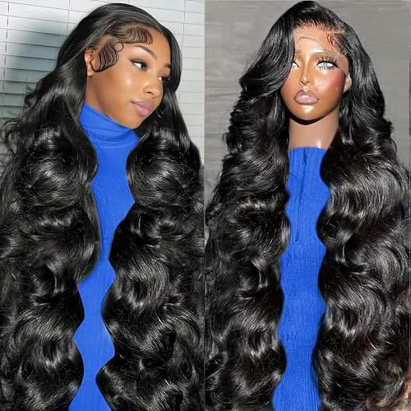 13x6 Body Wave Lace Front Wigs Human Hair Pre Plucked HD Transparent Lace Frontal Wigs Human Hair 200 Density Glueless Brazilian Virgin Human Wigs with Baby Hair for Women