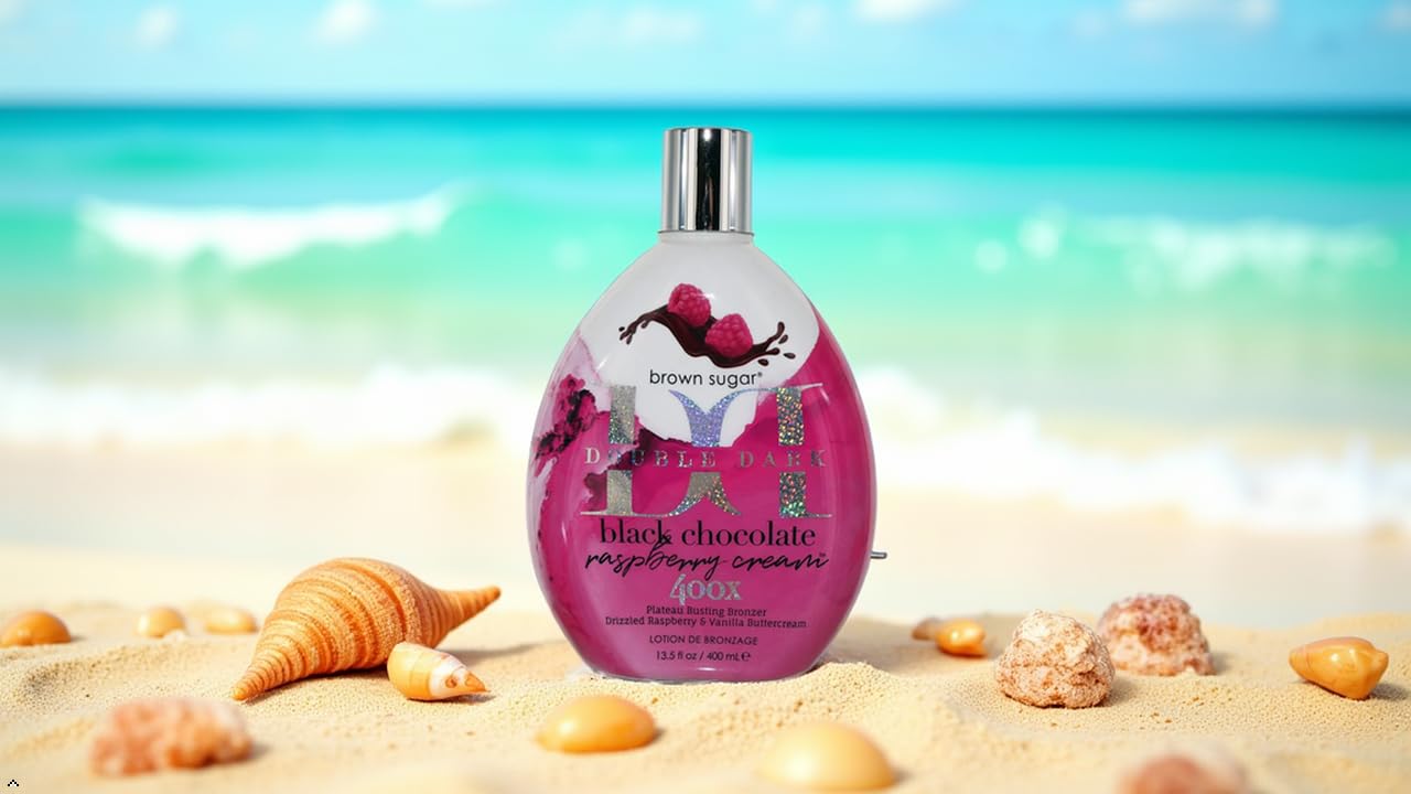 Brown Sugar Black Chocolate Raspberry Cream 400X Plateau-Busting Bronzer with Max Silicones, Skin Hydrators, and Advanced Color Enhancers – 13.5 oz Tanning Lotion