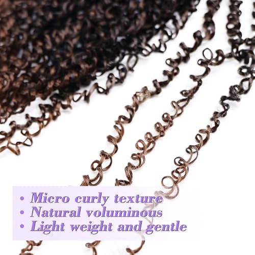 Yanky Twist Crochet Hair for black women 14 Inch 8 Packs 30 Stands/Pc,Pre-looped Fluffy Spring Mini Twist Passion Twist Ombre Brown Synthetic Crochet Braids Braiding Hair(14 Inch, T30-8P)