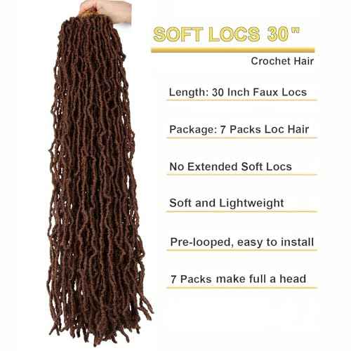 7 Packs Faux Locs Crochet Hair 30 Inch Soft Locs for Distressed Locs Butterfly Locs Crochet Hair for Women (30 Inch(Pack of 7) 30#)