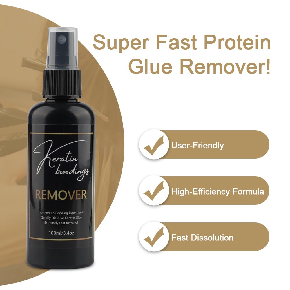 GlamorDove 100ml Keratin Bonding Glue Remover Super Fast Remover Keratin Bond Hair Extensions Remover for Pre-Bonded Extensions Keratin Hot Melt Glue Remover Liquid Remover Hair Extensions Remover