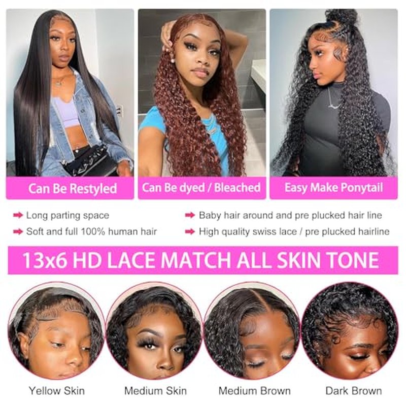 ???????????????? Wet and Wavy Human Hair Wig Pre Plucked Pre Bleached Knots 13x6 HD Lace Front Wigs for Black Women 200% Density Brazilian Remy Human Hair (26 Inch)