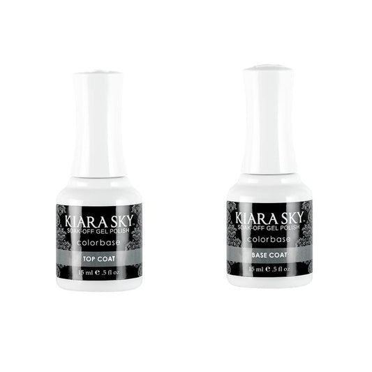 Kiara Sky Professional Nails Soak Off LED UV Gel Polish Essential Starter Pack - Gel Top and Base Coat 2