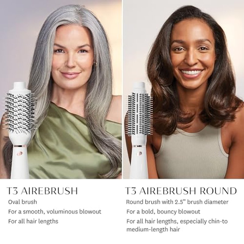 T3 AireBrush One-Step Smoothing and Volumizing Hair Dryer Brush, Blow Dryer Brush for Fast Drying and Styling with Multiple Heat and Speed Settings, Ceramic Oval Brush and Cool Shot