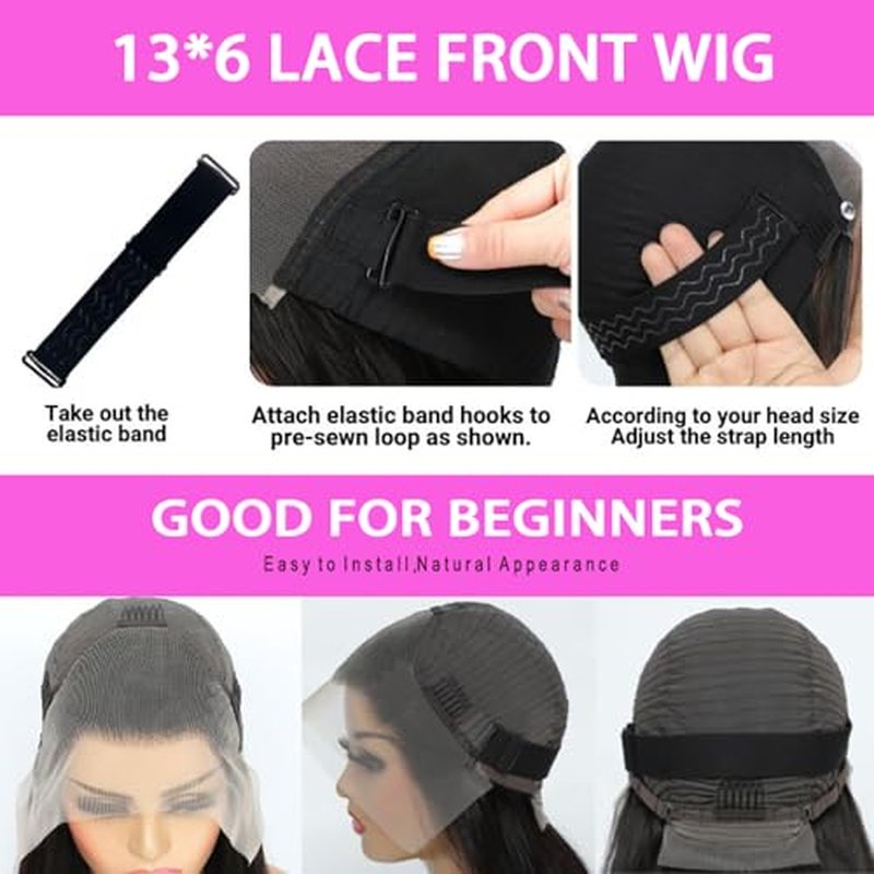Kinky Straight Wig 13x6 Lace Front Wigs Human Hair 22 Inch Yaki Straight Human Hair Wig 200% Density Lace Front Human Hair Wigs for Black Women