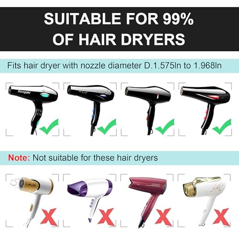KingKam Collapsible Hair Dryer Diffuser - Travel and Easy Storage - Diffuser Attachment Fit Most Hair Dryers with Nozzle Diameter D-1.575Inch to 1.968 Inch (4-5cm) - Black