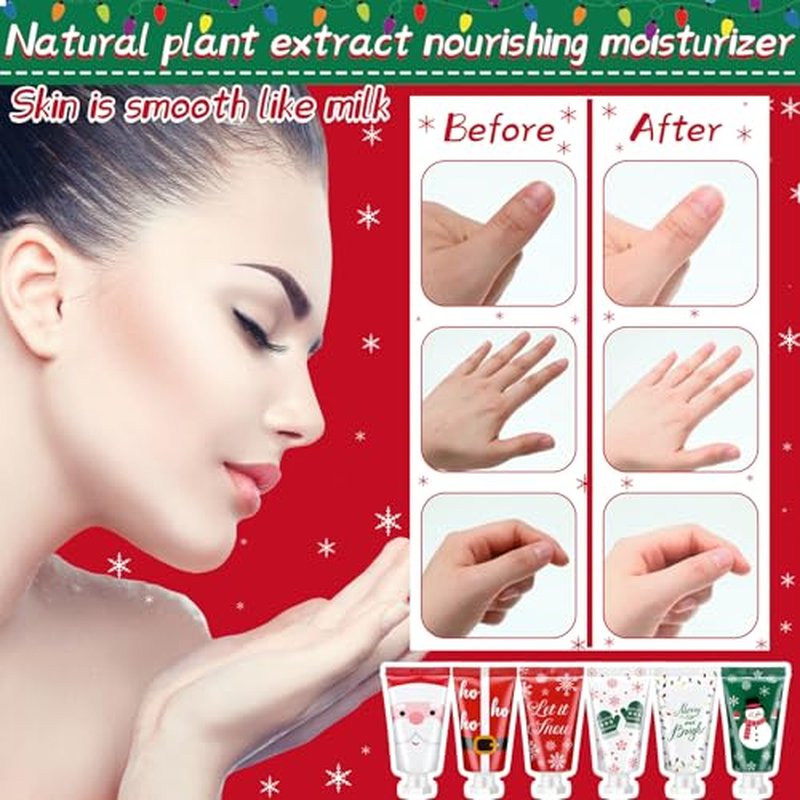 48 Pieces Christmas Hand Cream Gift Set Mini Travel Size Lotion Bulk Beauty Advent Calendar 2025 Holiday Stocking Stuffers for Women Mom Cowrkers Dry Cracked Hands, 30 ml, 6 Natural Plant Fragrances