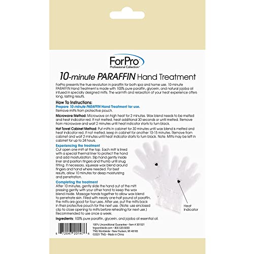 ForPro Professional Collection 10-Minute Paraffin Hand Treatment, Spa and Home Treatment Gloves, Fragrance Free, One-Pair