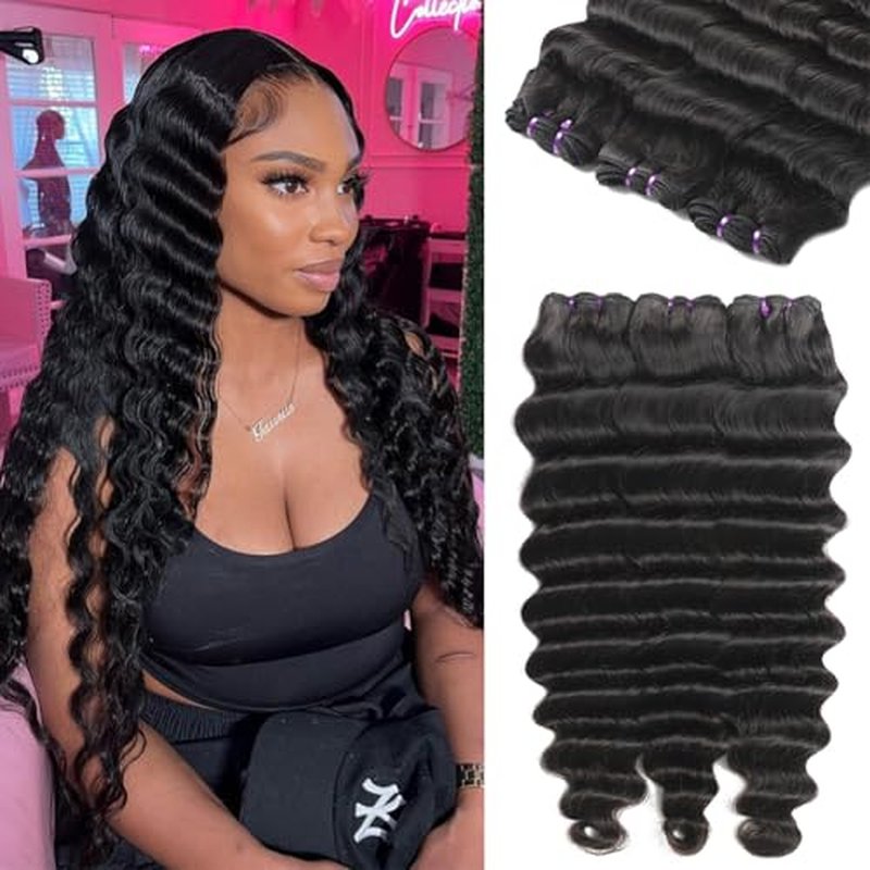 Aopusi Brazilian Hair Bundles Loose Deep Wave Virgin Remy Human Hair (18 20 22 Inch) Loose Deep Curly Wet and Wavy Hair 3 Bundles/Lot Hair Weft Natural Color