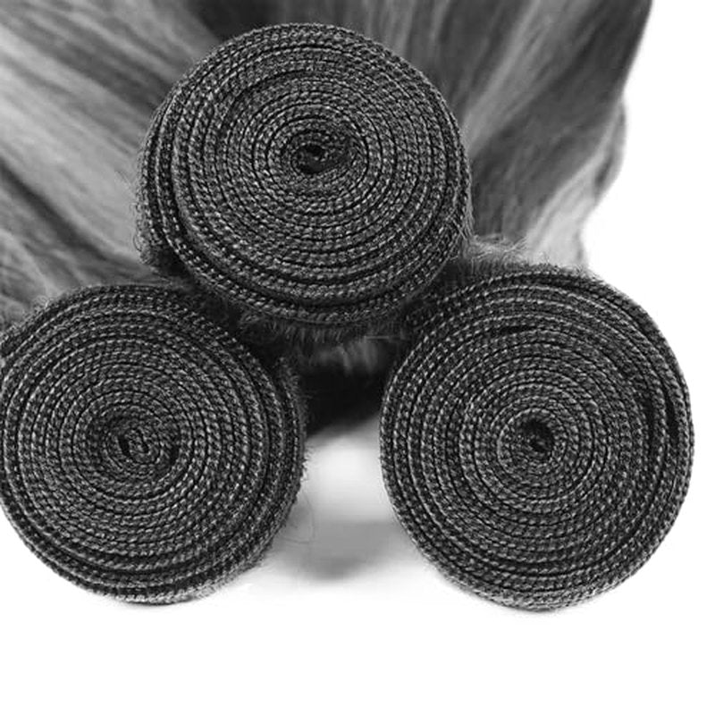Hair 26-30 Inch Highlight Bundles - P1B Grey Body Wave Human Hair - Two Tone Black & Silver Ombre - Grey Body Wave