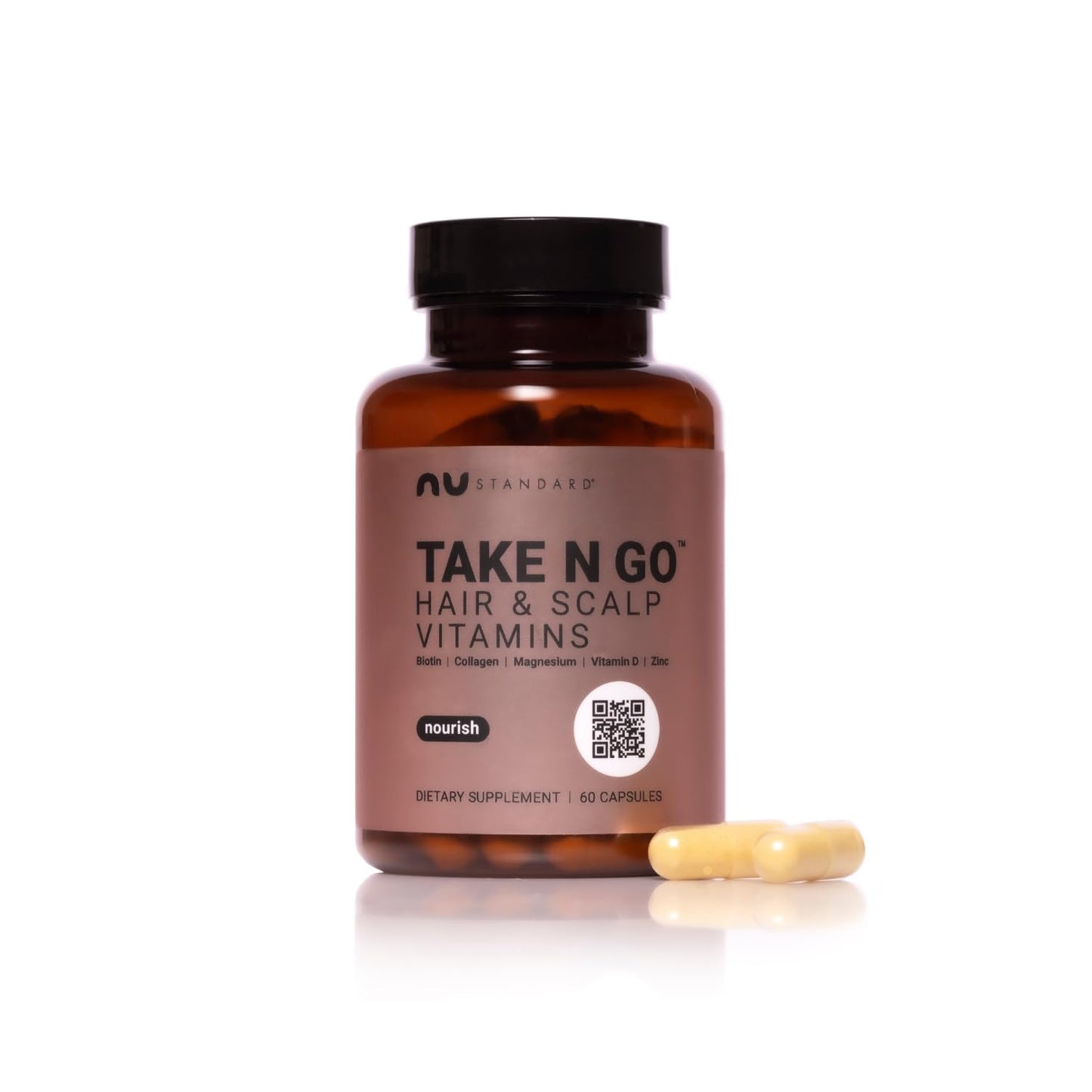 NU Standard Drink N GO Hair Hydrator for Dry Hair & Scalp - Tropical Electrolyte Powder Stops Shedding -Wild Caught Marine Collagen - BioPerine® - No Salty Aftertaste - 20 Servings