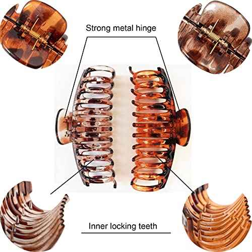 5.5 Inches Extra Large Hair Clips for Long Thick Hair Women¡¯s Jumbo Hair Claw Clips 2 Counts in Set Hair Accessories (light leopard and coffee leopard)