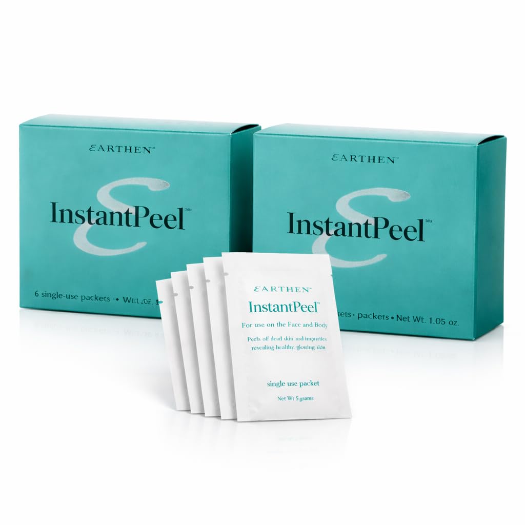 Earthen Instant Peel Exfoliating Packets 2 Pack – Gentle Face & Body Exfoliator for Smooth, Glowing Skin – Removes Dead Skin Cells Without Harsh Acids – Single Use Treatment, 12 Count Total