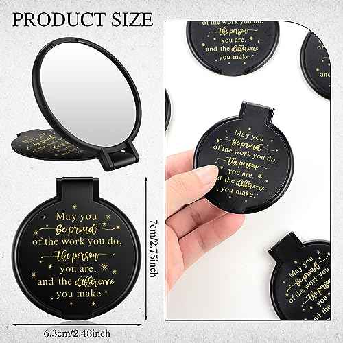 Huwena 100 Pcs Black Compact Mirrors Bulk Gift for Women, Employee Appreciation Gifts for Coworker Staff, Be Proud of The Work You Do, Goodie Bag Stuffers for Christmas, Team Building