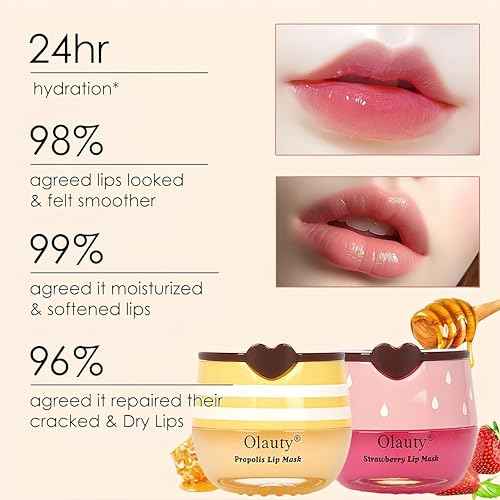 10 PCS Bee Lip Balm Honey Pot, Honey Lip Balm Bulk, Moisturising Sleep Lip Mask Overnight with Sticks, Reduce Lip Lines, Exfoliating Prevention Dry and Crack Lip Scrubs