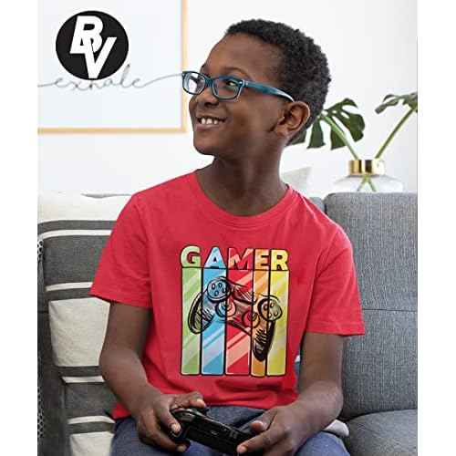 BROOKLYN VERTICAL 4-Pack Boys Short Sleeve Crew Neck T-Shirt with Chest Print | Soft Cotton Sizes 6-20